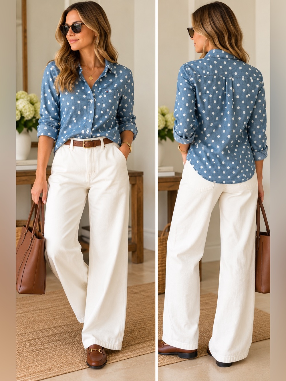 Tommy Hilfiger Classic Americana Costal Grandmother Polka Dots Shirt S/P